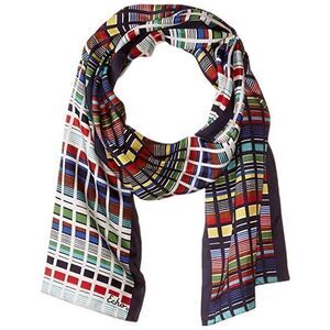 Echo Design Colorful Grid Silk Oblong Scarf (Navy) Scarves